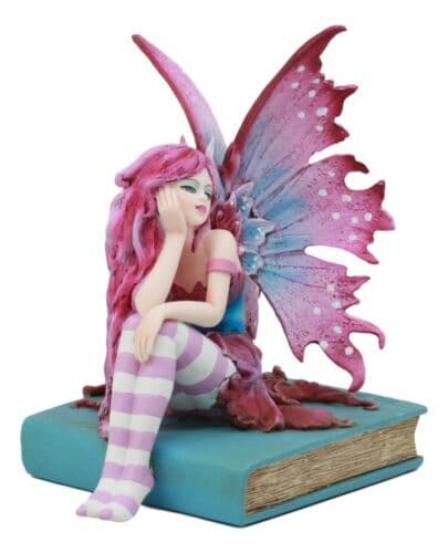 Amy Brown Missing You Magenta Book Fairy Garden Figurine Fantasy Faery Statue 3