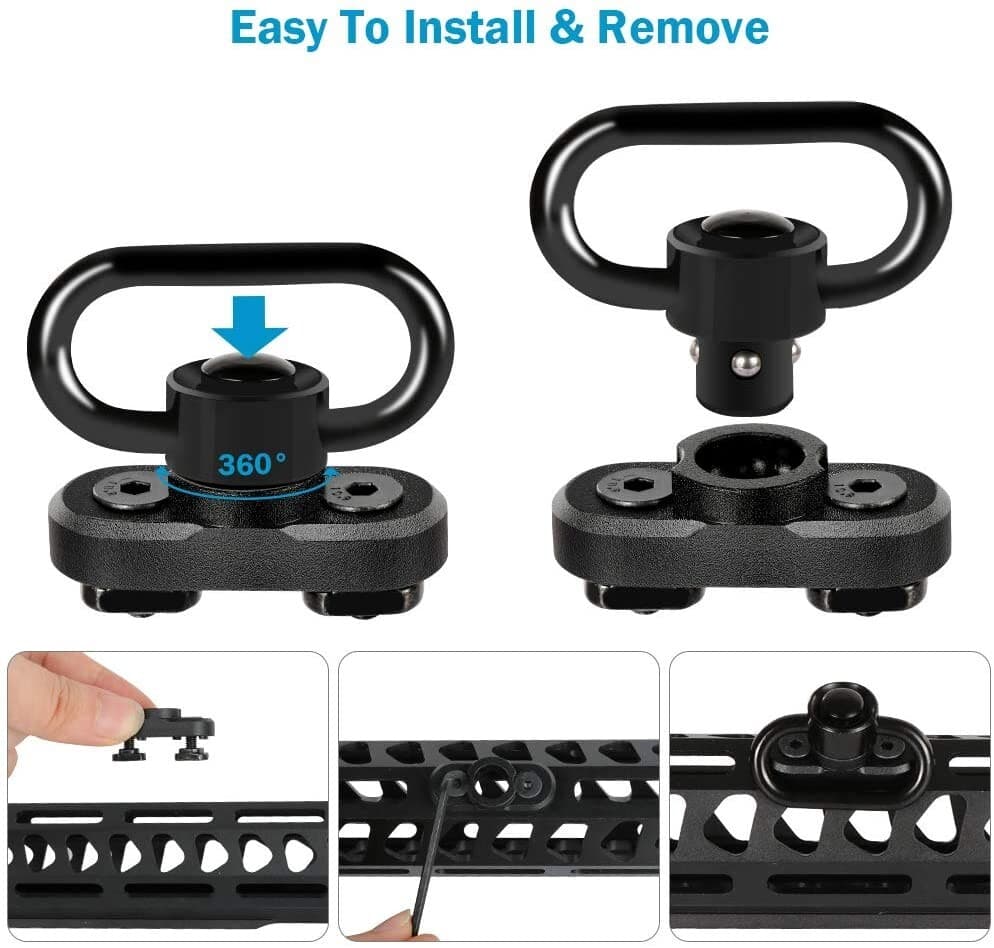 2 Pack M-LOK QD Sling Mount Sturdy Quick Detach& Rotatable Locking Design 2