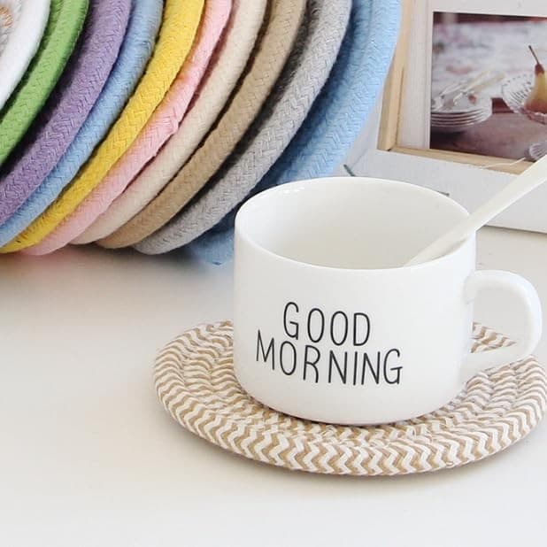 Handmade Woven Cotton Coasters - Set of with Holder, Absorbent, 8 Colors 8 6