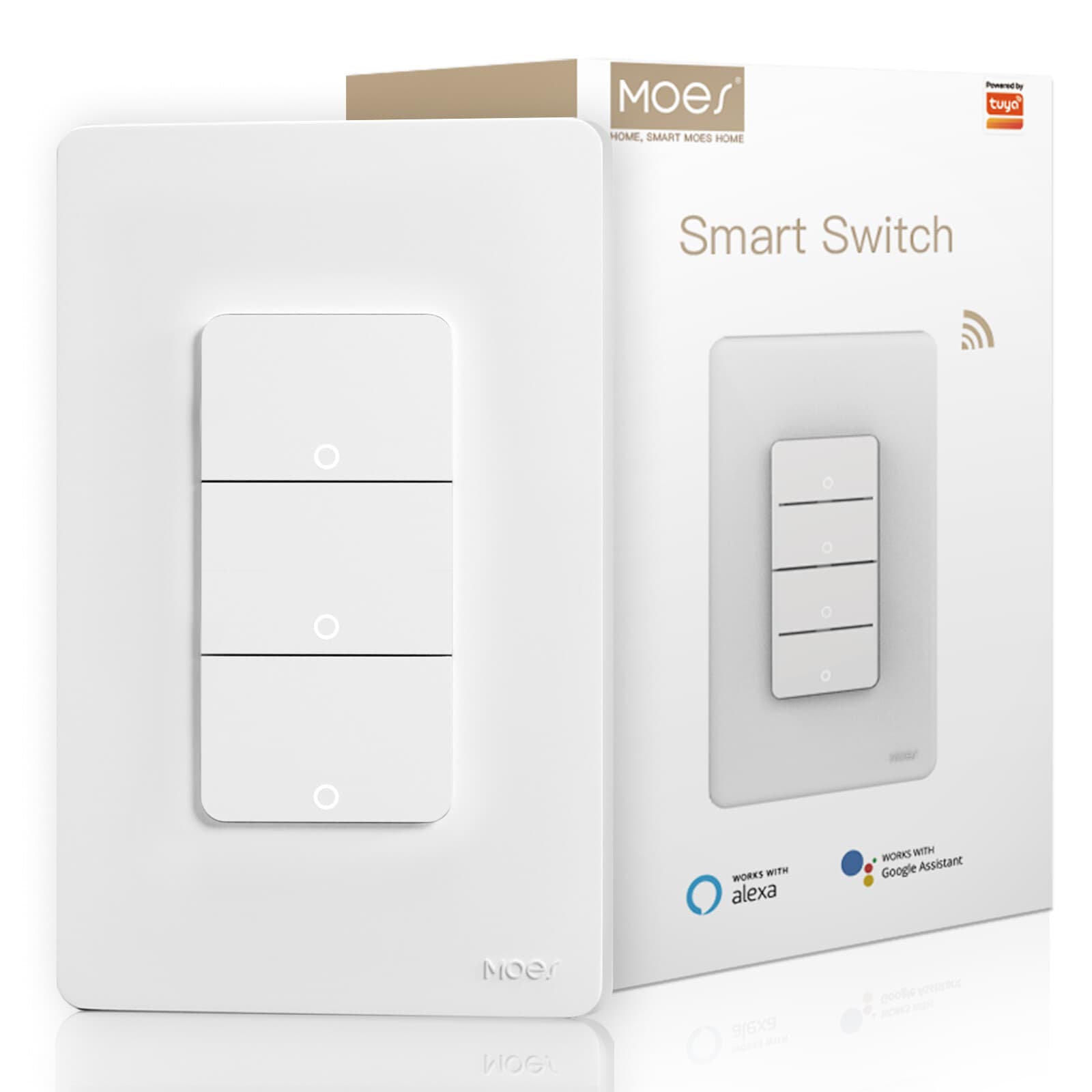 MOES WiFi Smart Light Switches Wall Switch Combo Alexa Google APP Remote Control