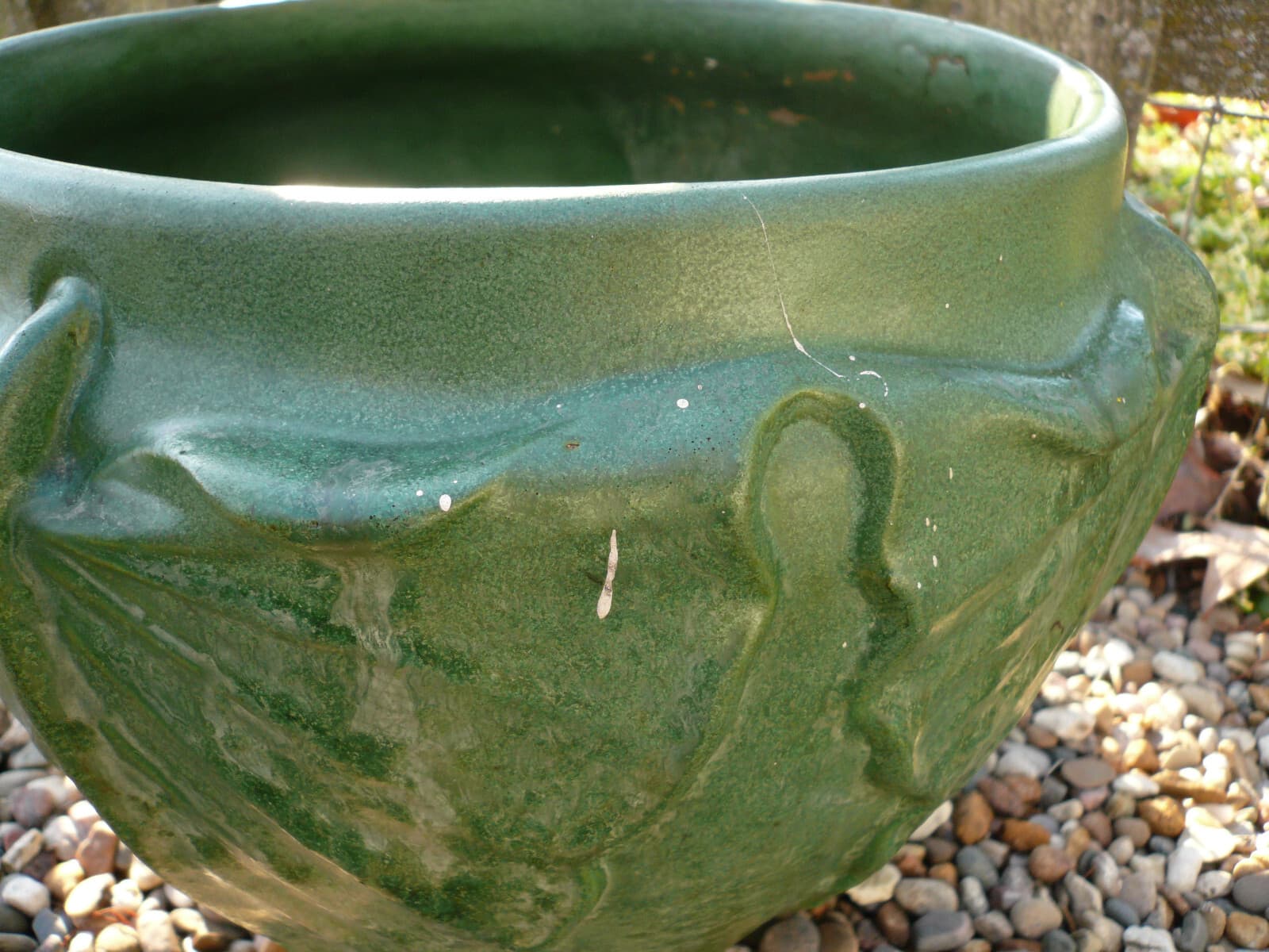 WELLER POTTERY ARTS & CRAFTS MATTE GREEN EXQUISITE LEAF LARGE JARDINIERE 4