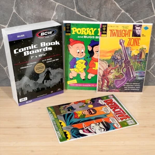 1000 BCW Silver Era Comic Book RESEALABLE Bags Sleeves + Back Boards 7 x 10 1/2" 2