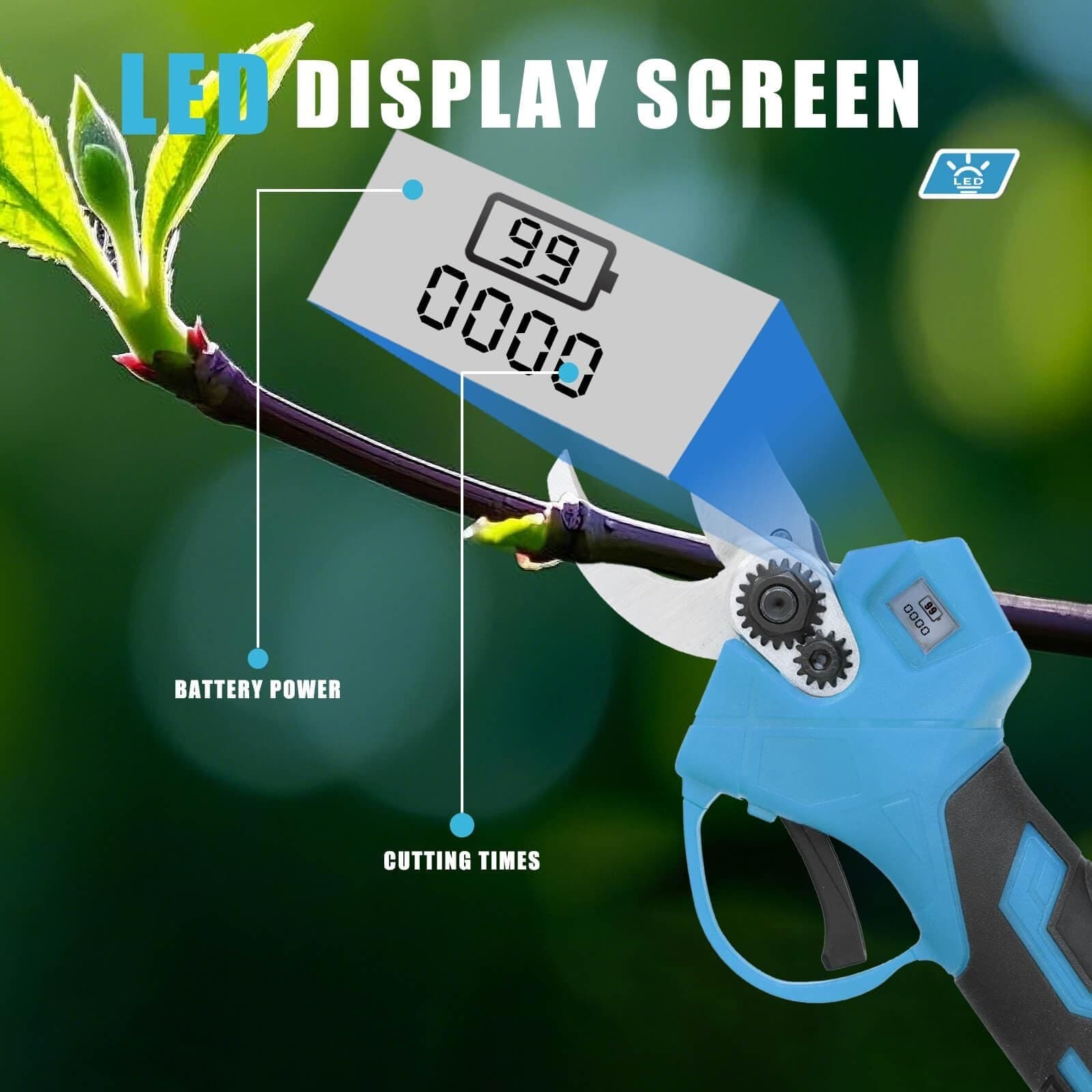 21V Electric Pruning Shears, Tacsaw Upgraded 600W Brushless Electric Pruner w... 5