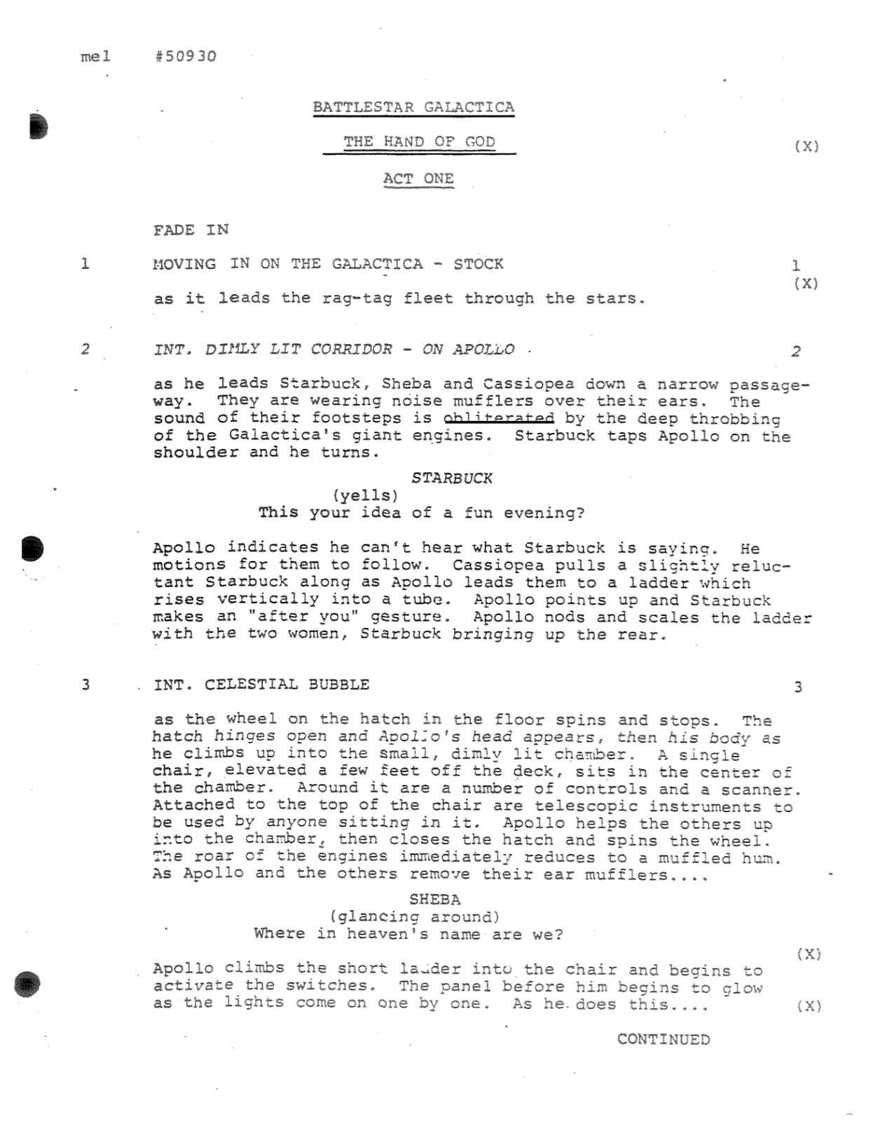 Classic Battlestar Galactica TV Script "The Hand of God" (3/21/1979) - Reprint 4