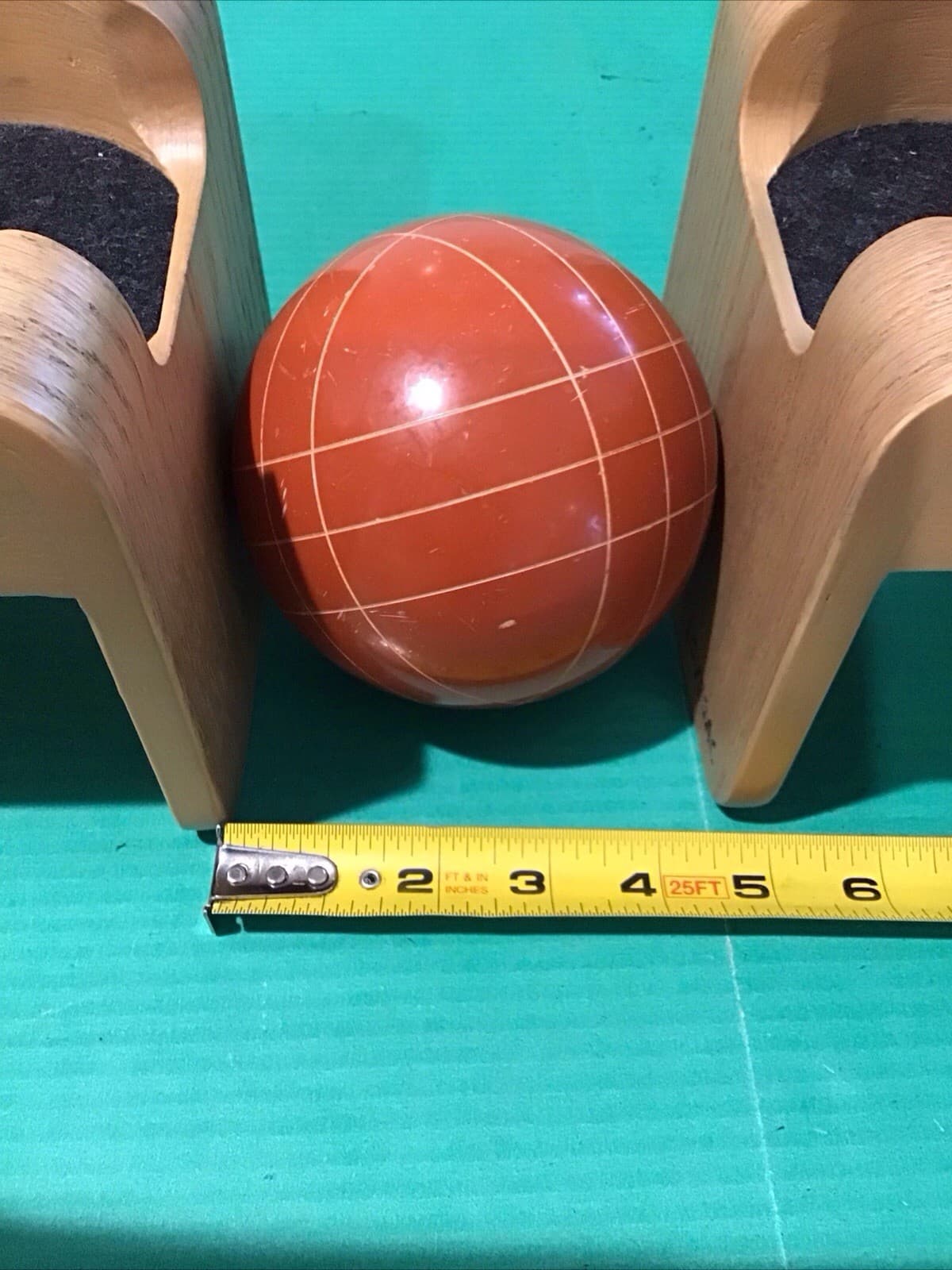 (1) Single Vintage Sportcraft Rivoli Bocce Ball Brown Line Design 113mm (4.5") 4
