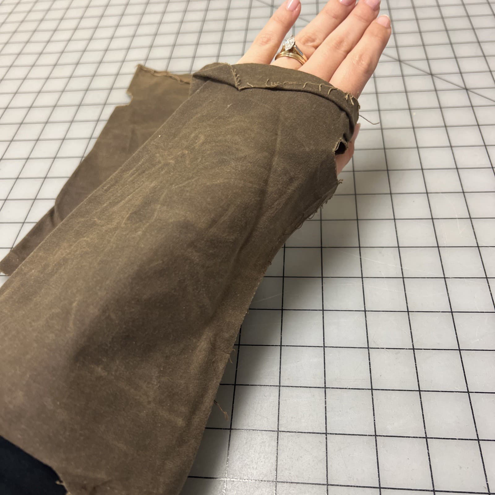 18th Century era Rough Fingerless Mitts out of Scraps, "Turn" TV Costume #120 3