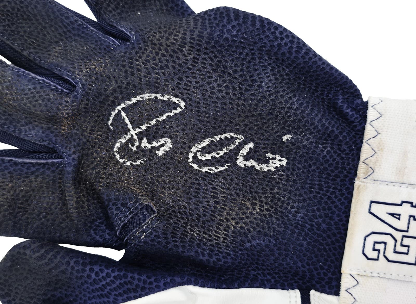 Robinson Cano Auto Pair of Game Used White Blue Nike Batting Gloves Yankees PSA 3