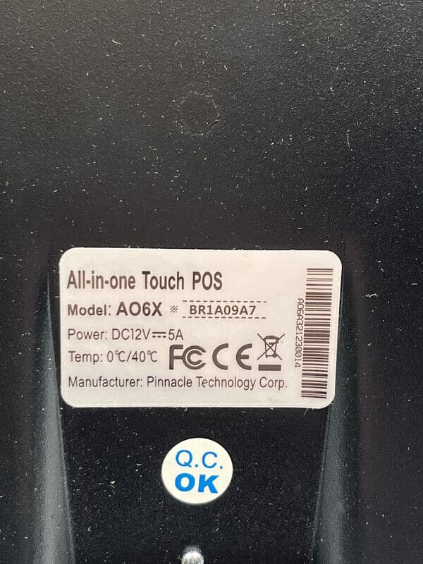 PINNACLE TECHNOLOGY AO6X ALL-IN-ONE TOUCH POS WITH CORDS 4