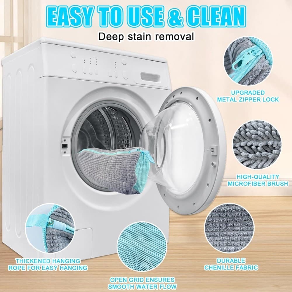 2Pcs Shoe Washing Machine Bag Cleaning Bag for All Shoe Types Laundry Shoe Bag 5