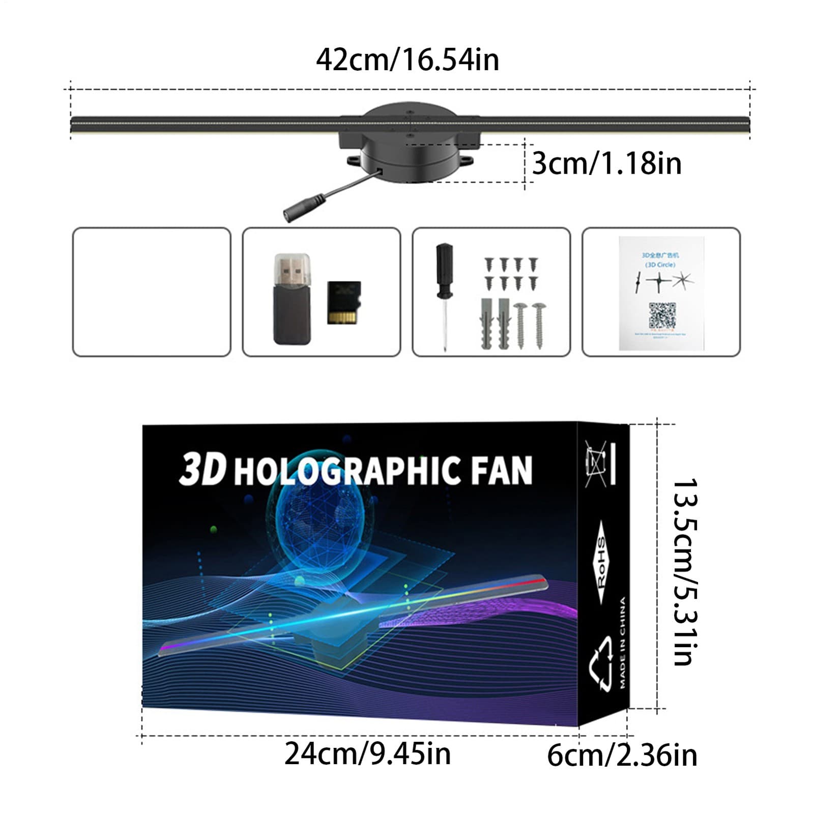 3D Holographic Projector LED Fan Projector 16.5 Inches LED Fan Christmas Tree 2