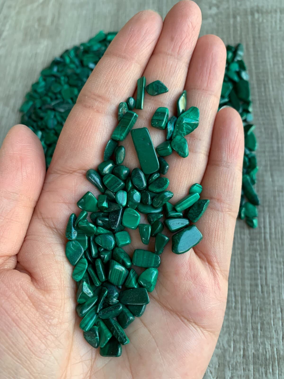 Grade A++ Malachite Semi Tumbled Gemstone Mini Chips 3 -12mm, Wholesale Bulk Lot 3