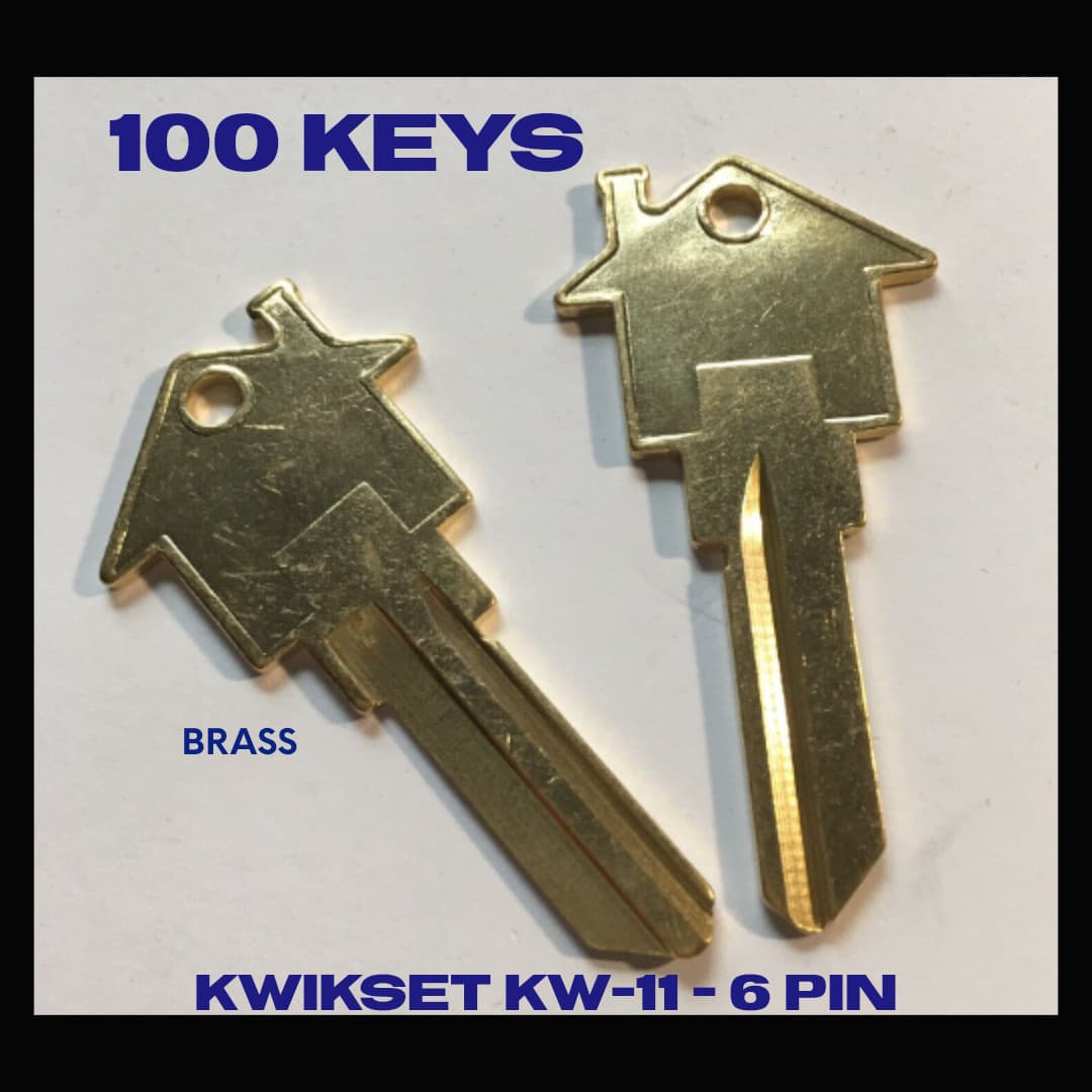 APARTMENT-HOME House Shaped Key Blanks 100-KW-11-6 PIN KWIKSET BRASS RE AGENTS 2
