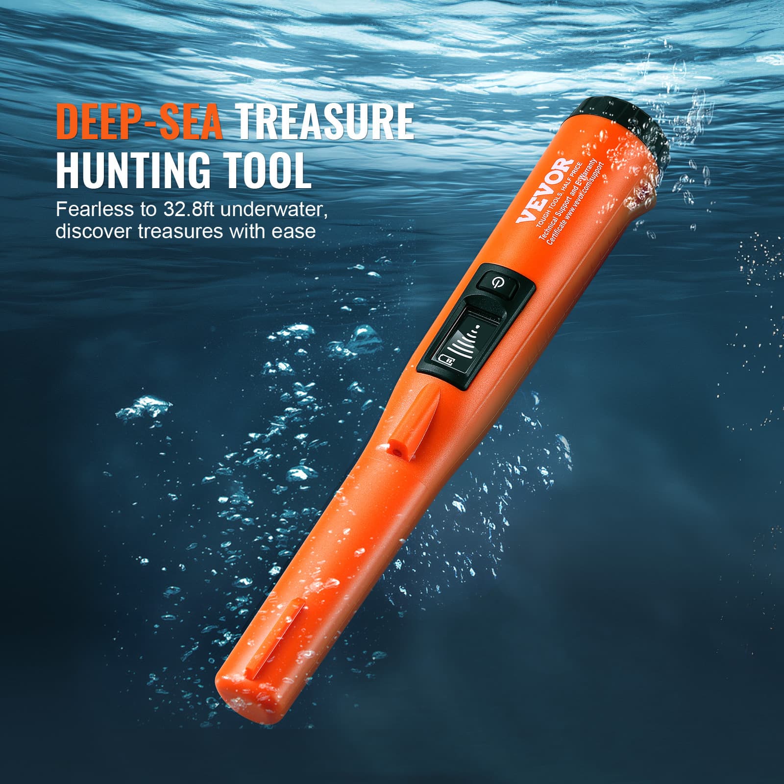 VEVOR Metal Detector Pinpointer IP68 Waterproof Handheld Detector Wand with LCD 3