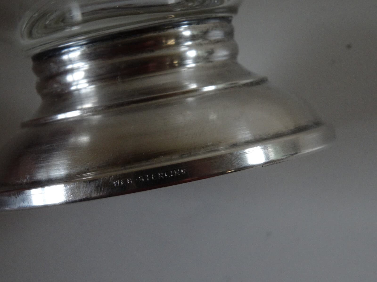 web sterling silver glass gravy boat nut candy dish bowl 3