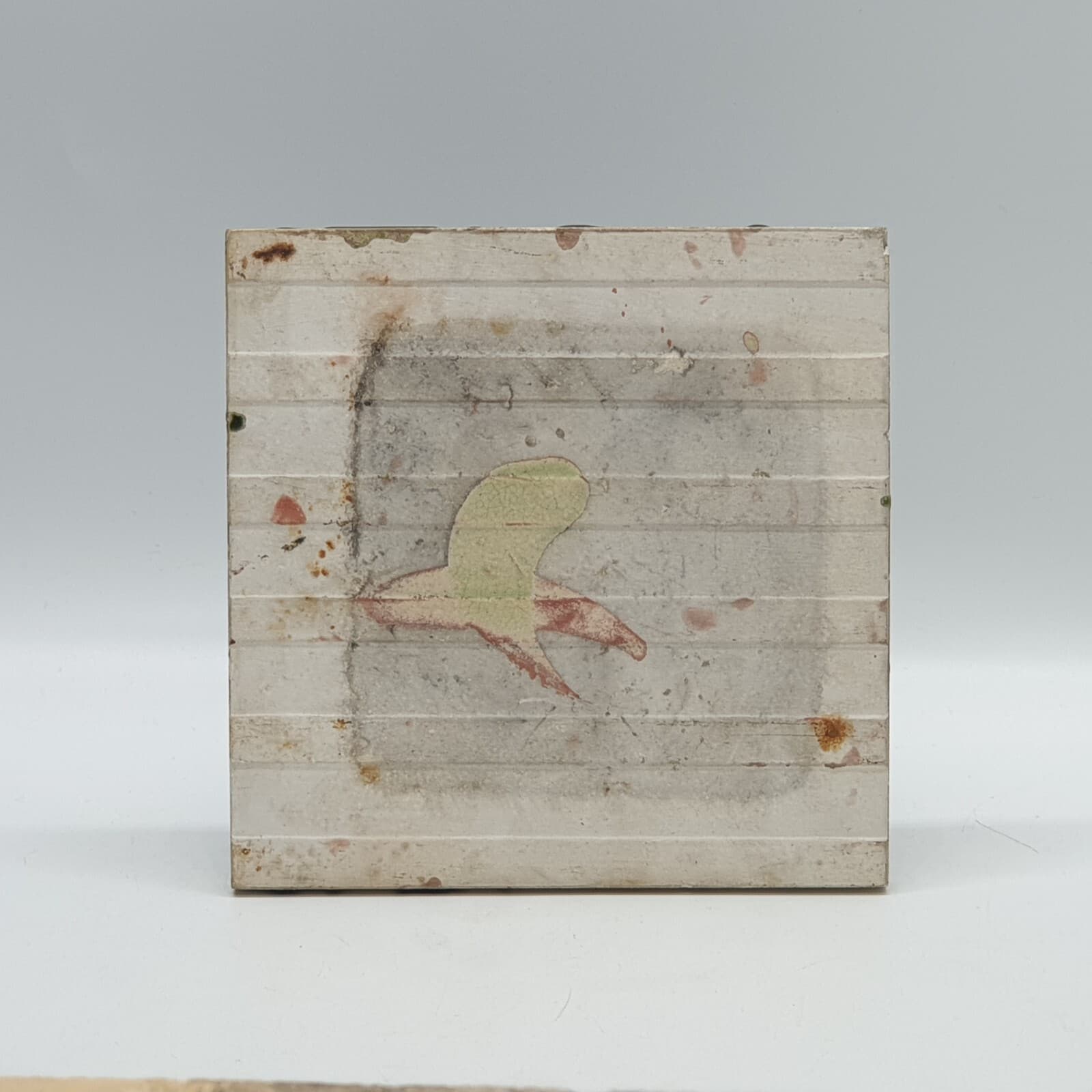 Art Nouveau Fireplace Tile Green Triple Flower Majolica by T & R Boote Ltd C1905 3