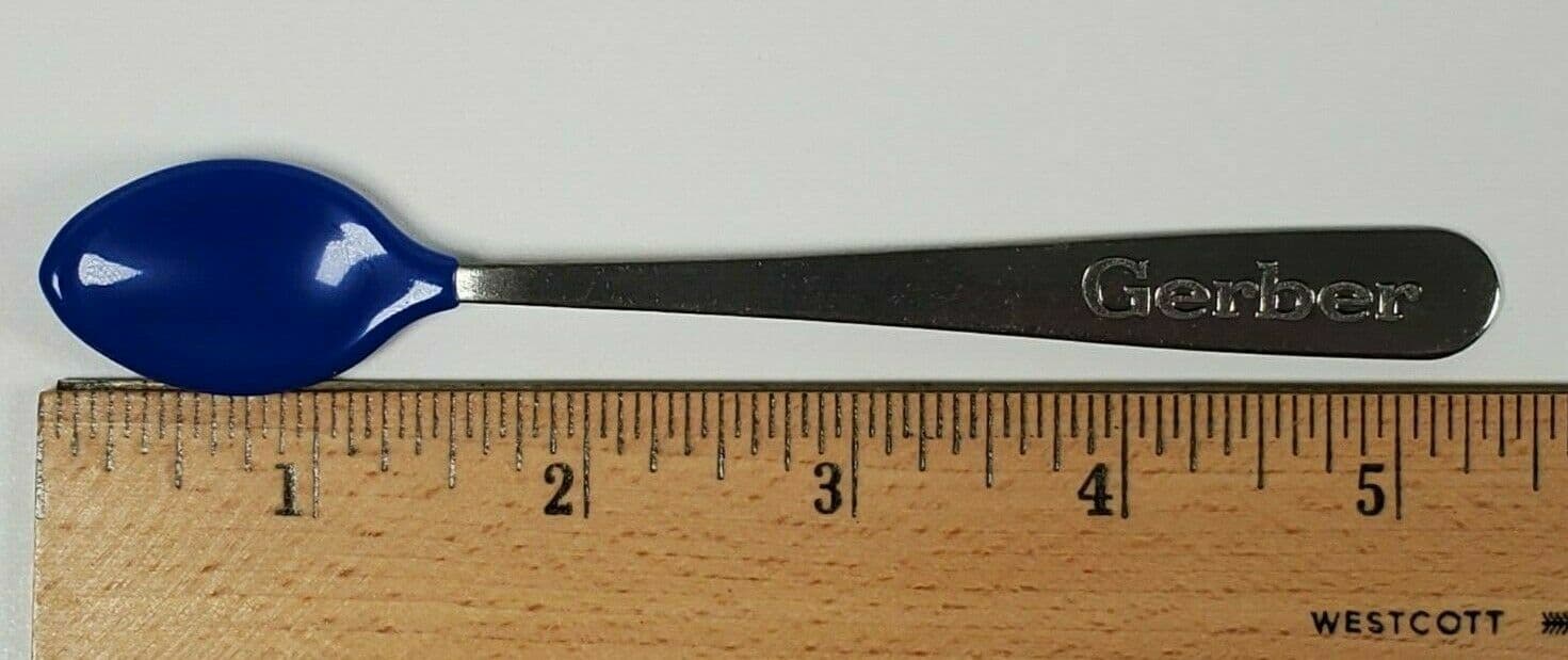 GERBER Lot of 12 baby spoons soft tip bite Made In USA Stainless Blue Infant new 2