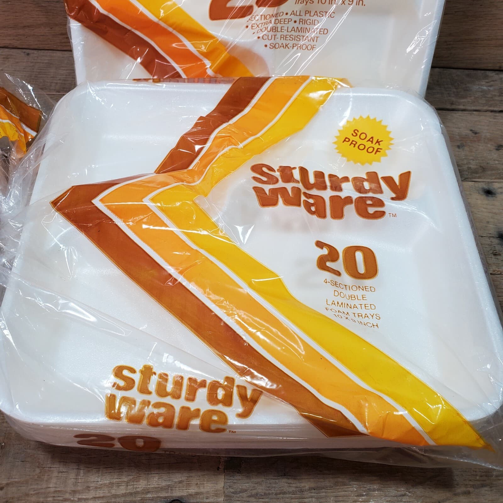 1980's Sturdy Ware China Foam Soak Proof 10 X 9 in Trays 2