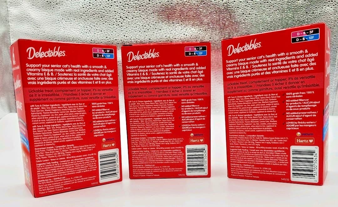 Hartz Delectables Lickable BISQUE Treat Senior 10+ years Variety Pack of 18 2