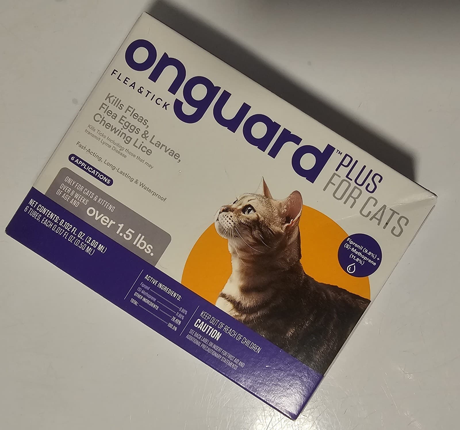 ONGUARD FLEA & TICK CAT SPOT TREATMENT  NEW SEALED 