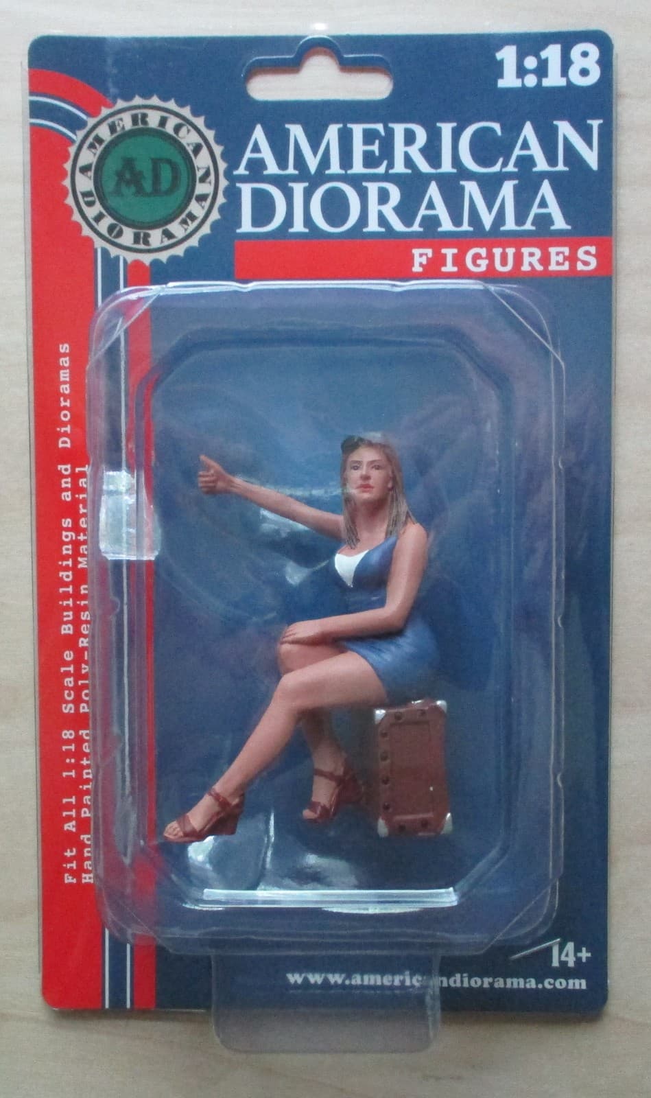 70's Lady Woman Sitting Blue VI American Diorama 77456 1:18 4" Figure