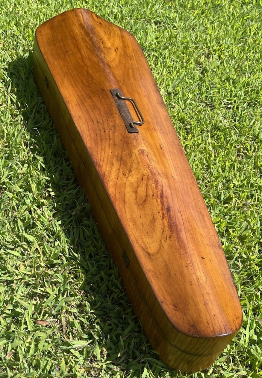 Beautiful 19th Century Violin Case With Banded Veneer. Original Hardware.