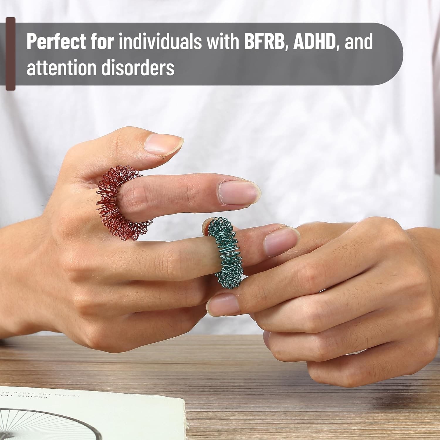 Mr. Pen- Spiky Sensory Rings, 10 Pack, Stress Relief Fidget Jewel Tones  5