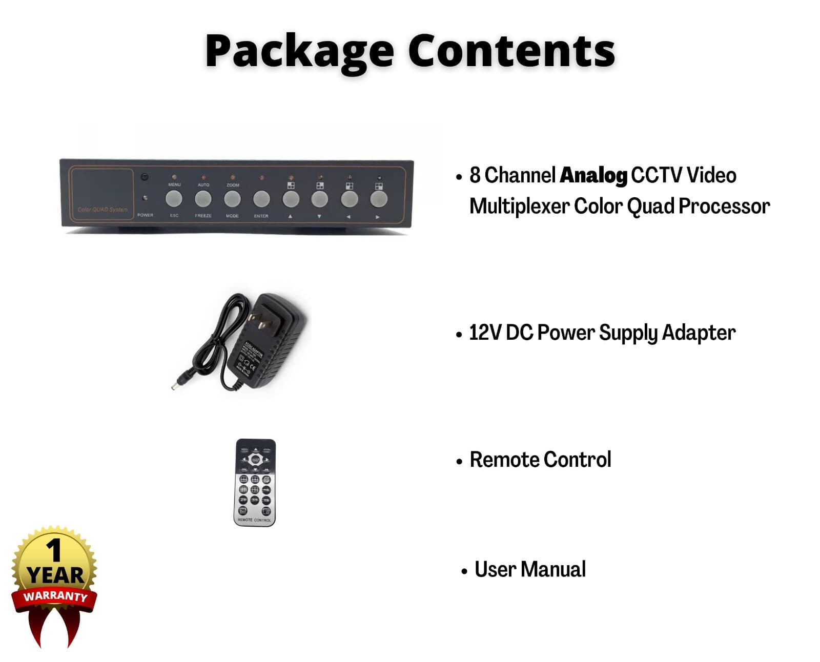 8 Channel Analog Video Multiplexer Quad Processor Screen Splitter 3