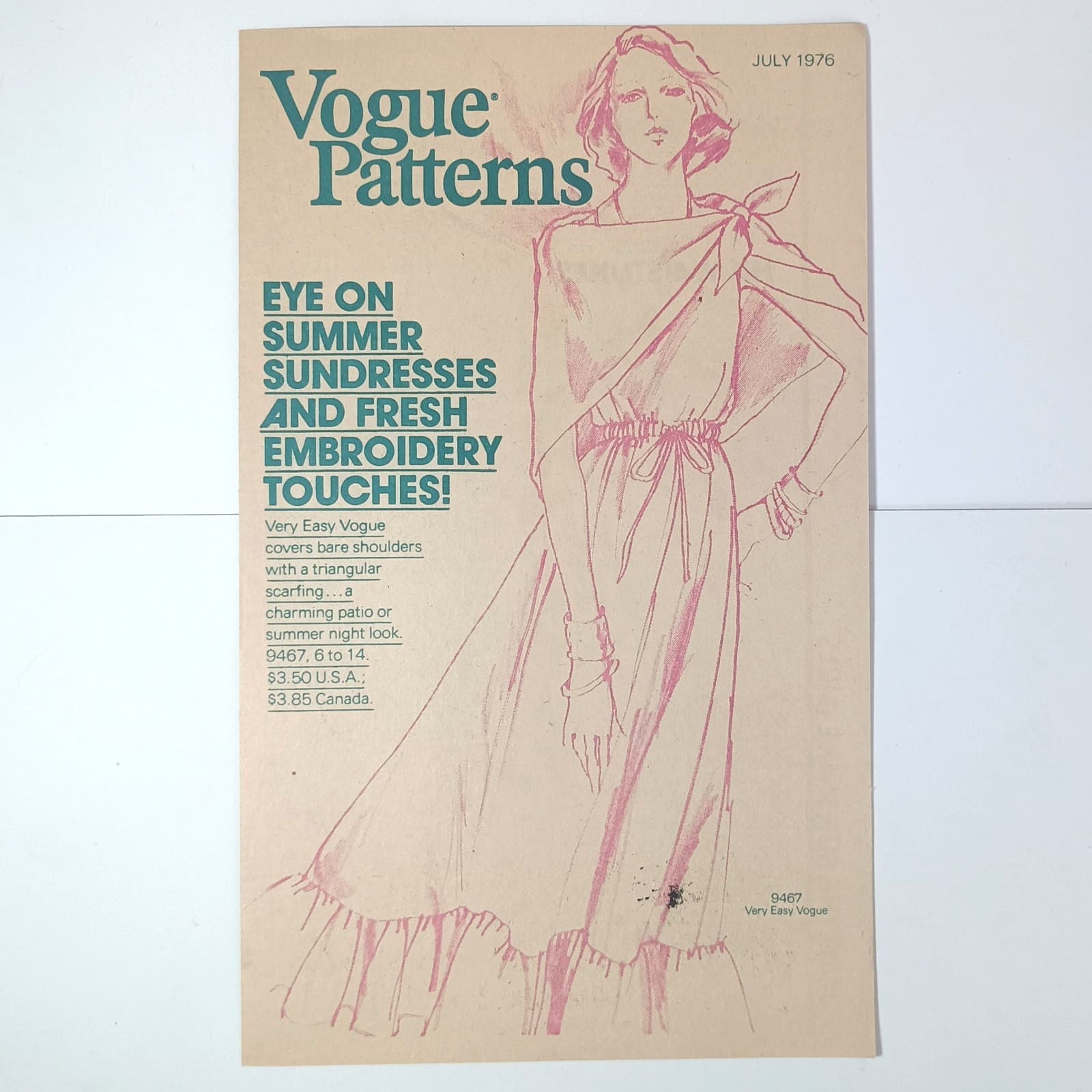 Vogue Patterns July 1976 newsletter 1970s fashion sundresses Carson Pirie Scott