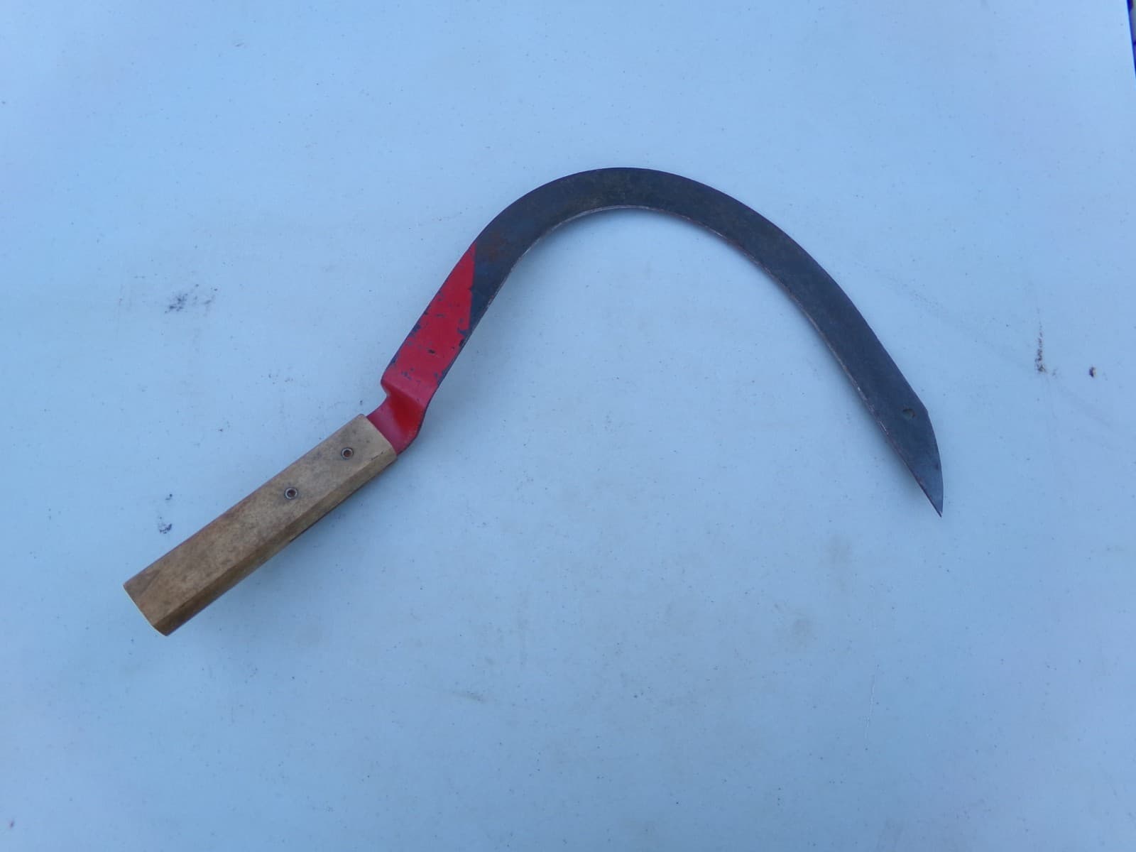 Vintage  Farm Hand Scythe Sickle Rustic Hand Tool Marked 5