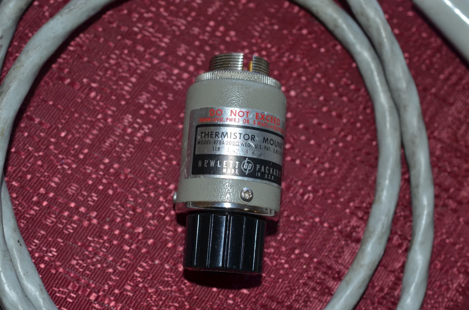 Hewlett Packard thermistor mount Model 478A 200 ohms with cable tested 5