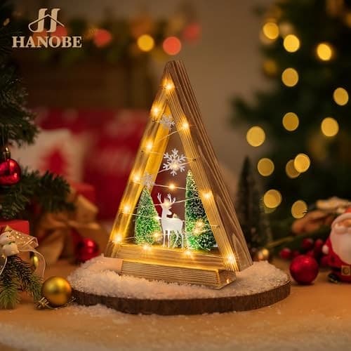  Wooden Christmas Tree Decor: Tabletop Christmas Decorations with Lights for  3