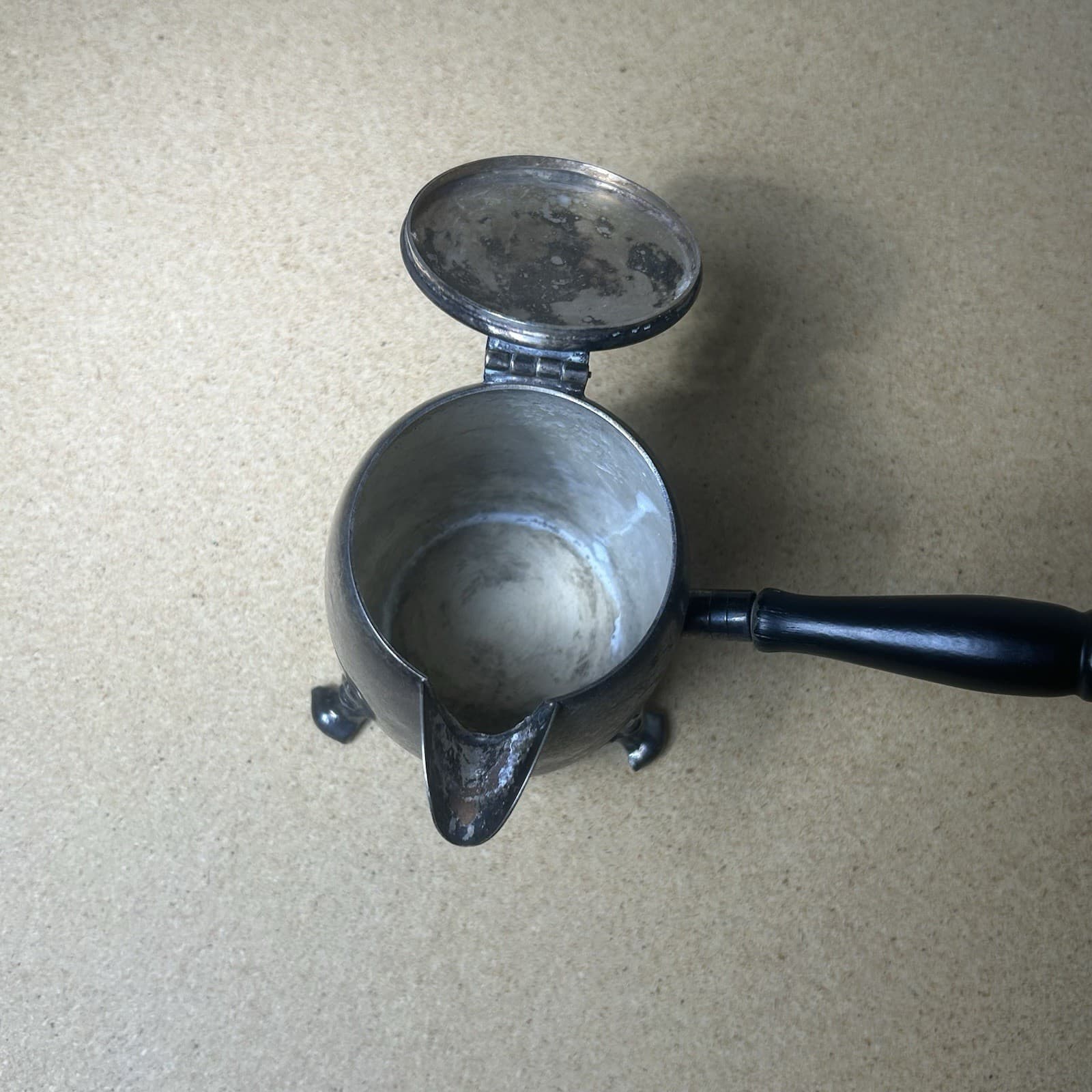 Vintage Silver Plated Floral Footed Creamer w/ Handle & Lid 5