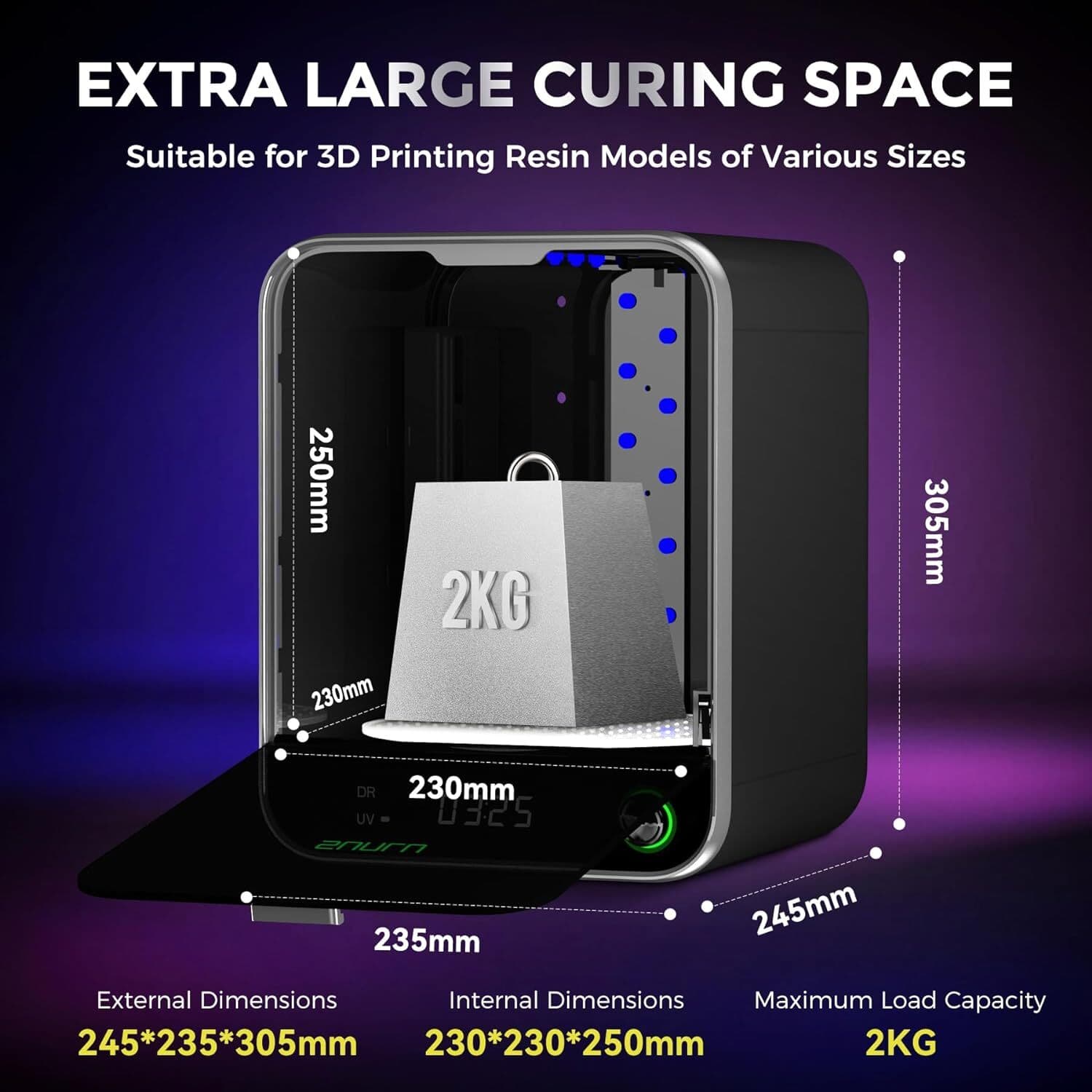 SUNLU Resin UV Curing Box II,42W Power,Removable Turntable,360° Curing,White 5