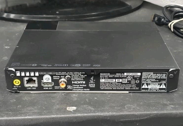 Sony Blu-Ray DVD Player BDP-S3500 Wi-Fi w/ Remote, HDMI & Power Adapter TESTED 3