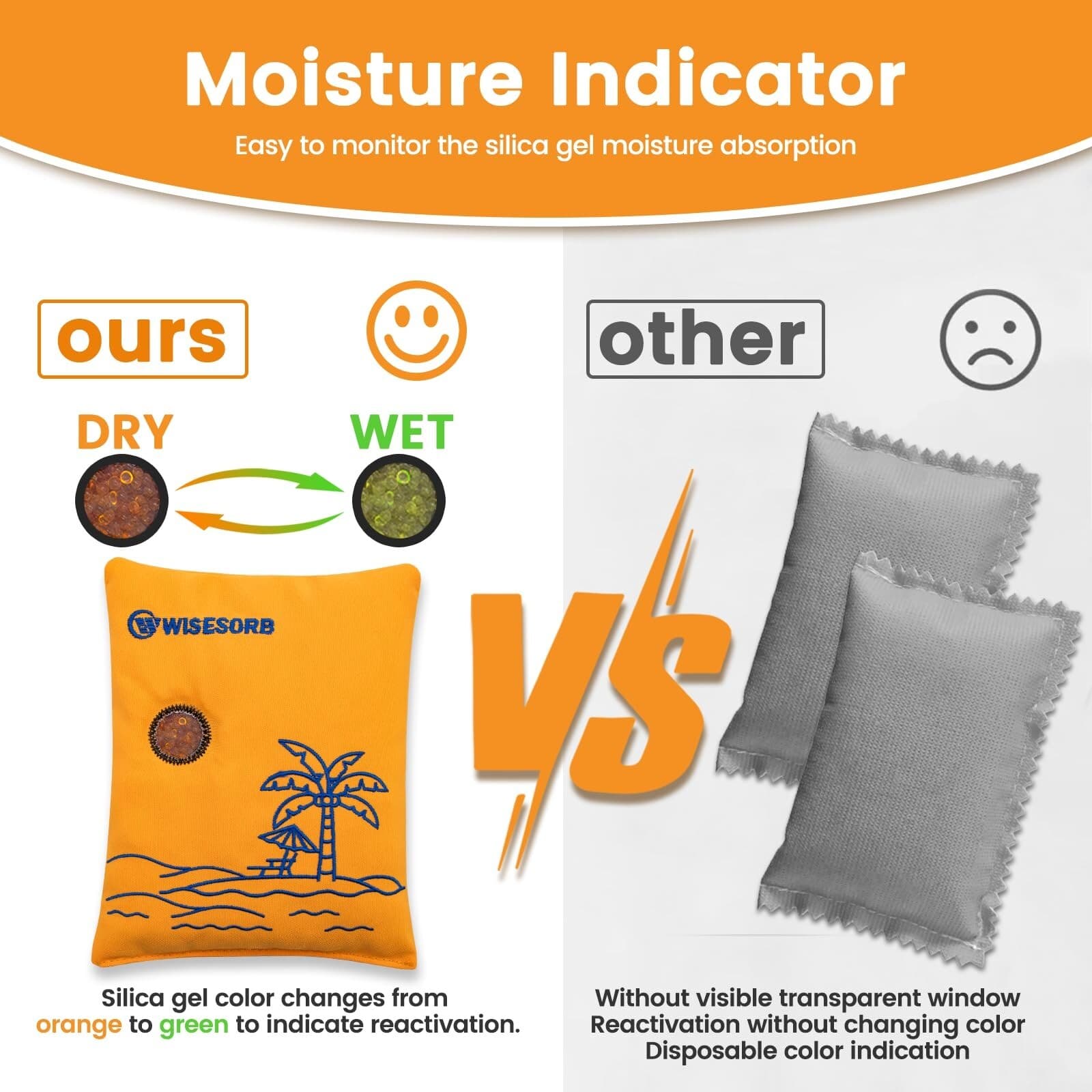 500g Rechargeable Gun Safe Dehumidifier Color Indicating Desiccant Pack（orange） 3