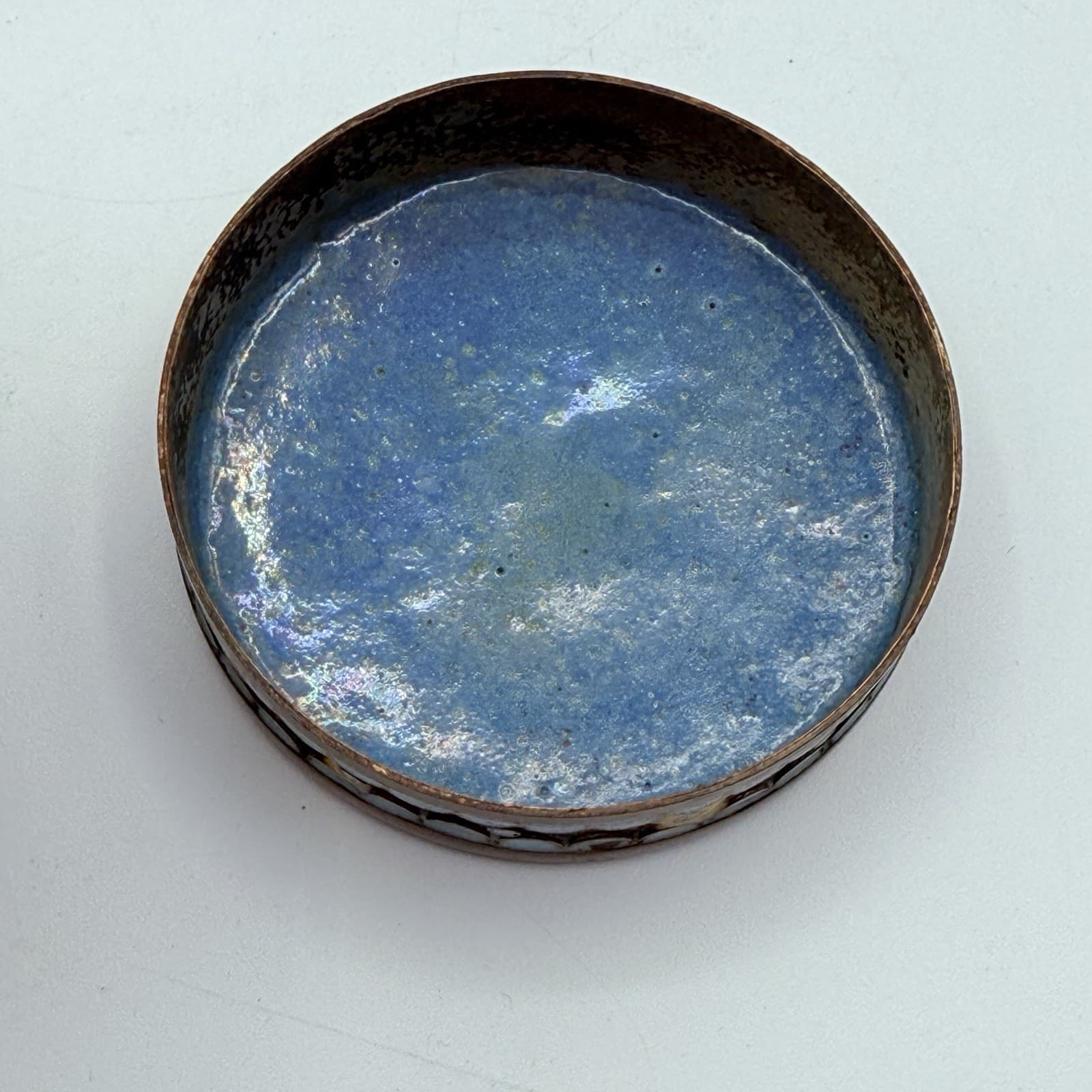 Vintage Cloisonné Lidded Jar Canister Cylinder Enamel Flowers Brass China 3.5” 5