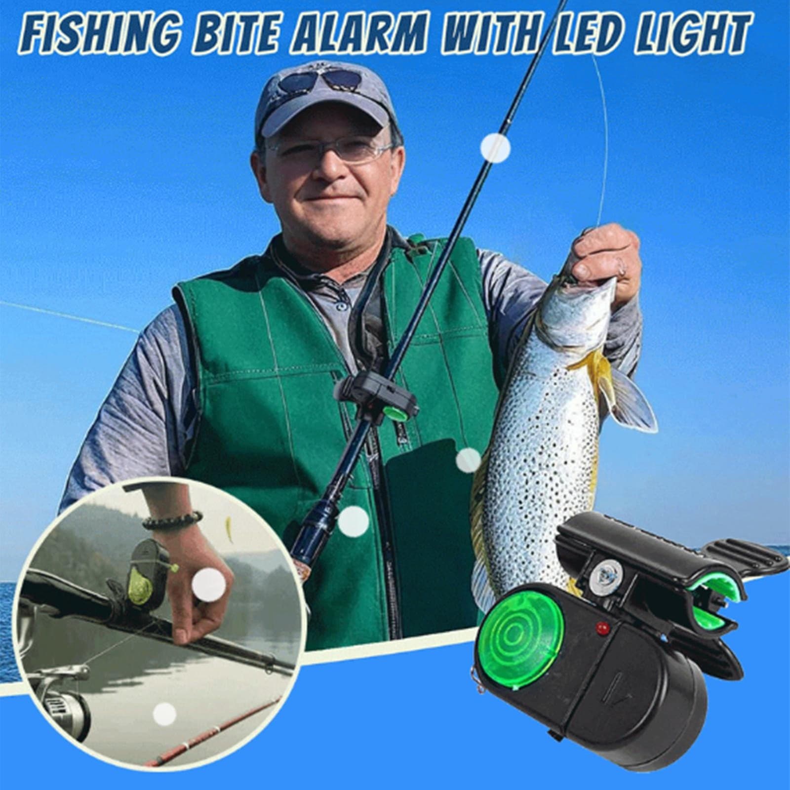 2Pcs Electronic LED Light Fishing Bite Sound Alarm Alert Bell Clip On Fish Rod 4