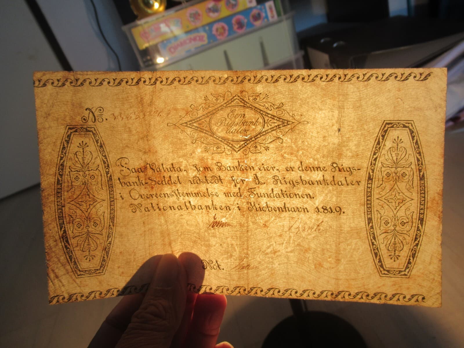 1 Rigsbankdaler 1819 Copenhagen Denmark Banknote 3