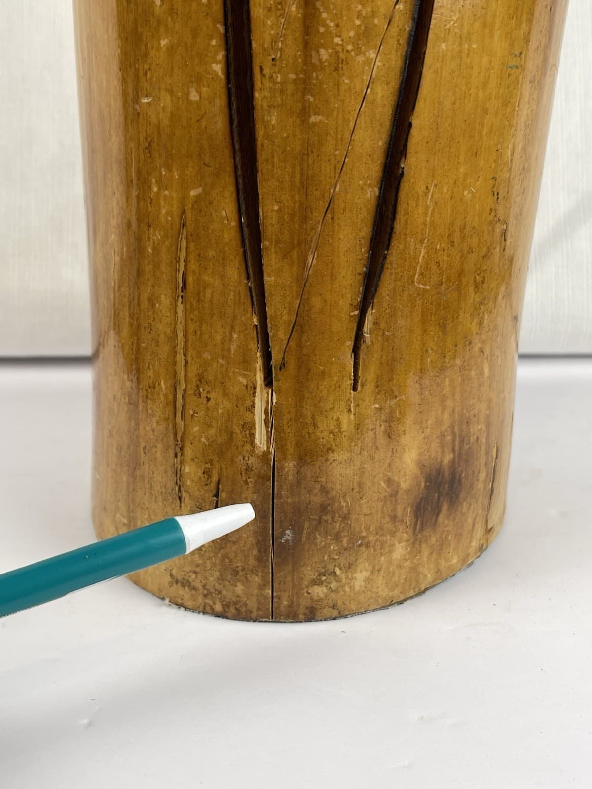 Hand-Carved Wooden Slit Drum | Vintage Talking Instrument for Art or Music 14 in 4
