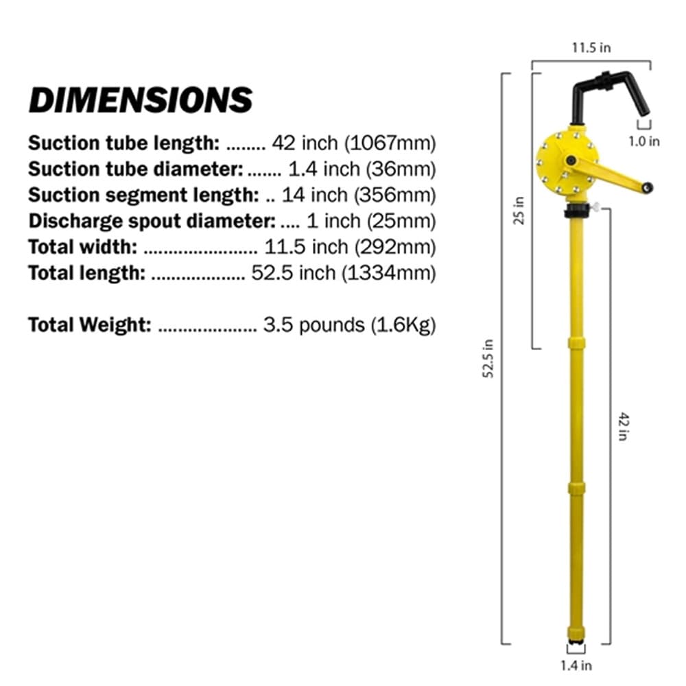 Tera Pump Manual Plastic Rotary Drum Pump fits 15-55 Gal Drum Barrels - 10 gpm 6