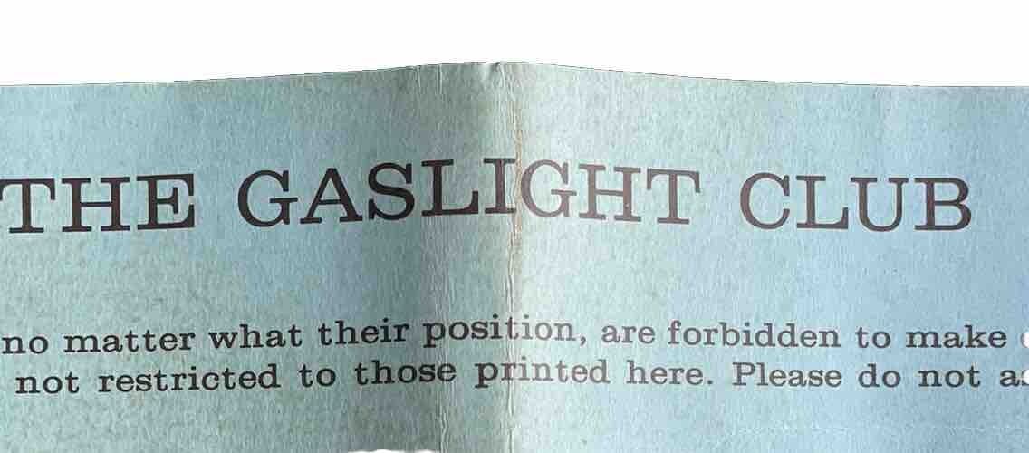 VTG GASLIGHT CLUB KEY CARD RULES (no Key) PARIS-NYC-CHGO-LA-DC 4