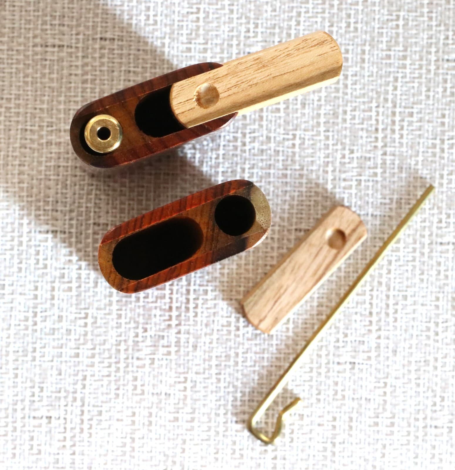 3" Cocobolo Wood Dugout with One Hitter-Slider Lid-American Crafted Stash Box 3