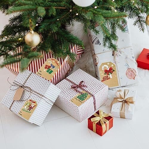 Christmas Gift Tags Stickers Self-Adhesive, 300 Merry Christmas Name Tags  4