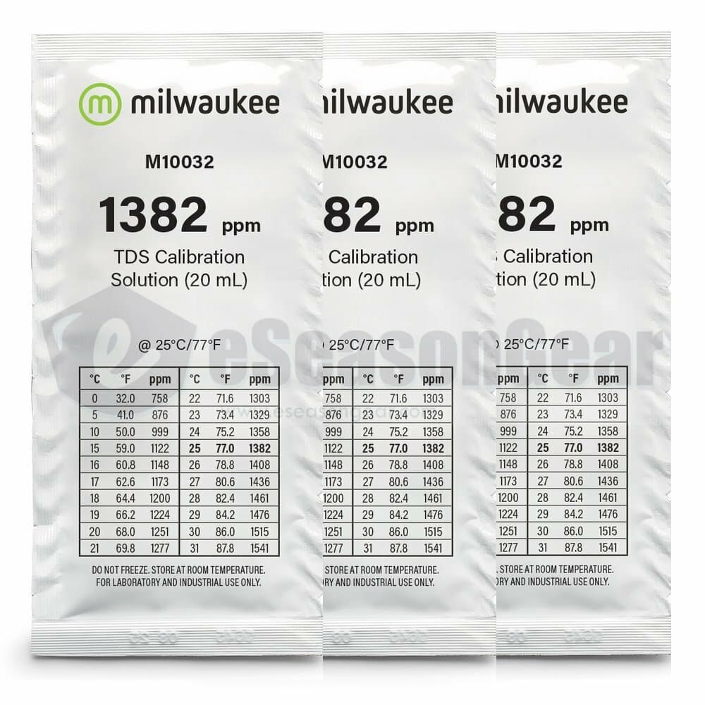 3x 20ml 1382 ppm TDS Calibration Solution, milwaukee/m10032/hanna/hi70032