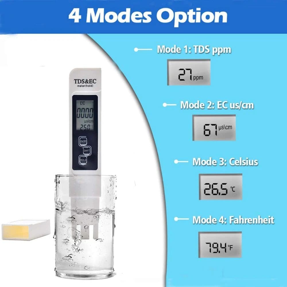 4-in-1 Digital Water Tester for TDS EC Temperature Water Purity Meter 0-9990PPM 2