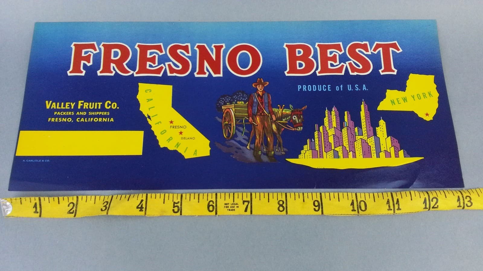 10 Original Vintage Dead Stock FRESNO BEST Valley Fruit Paper Crate Label 2