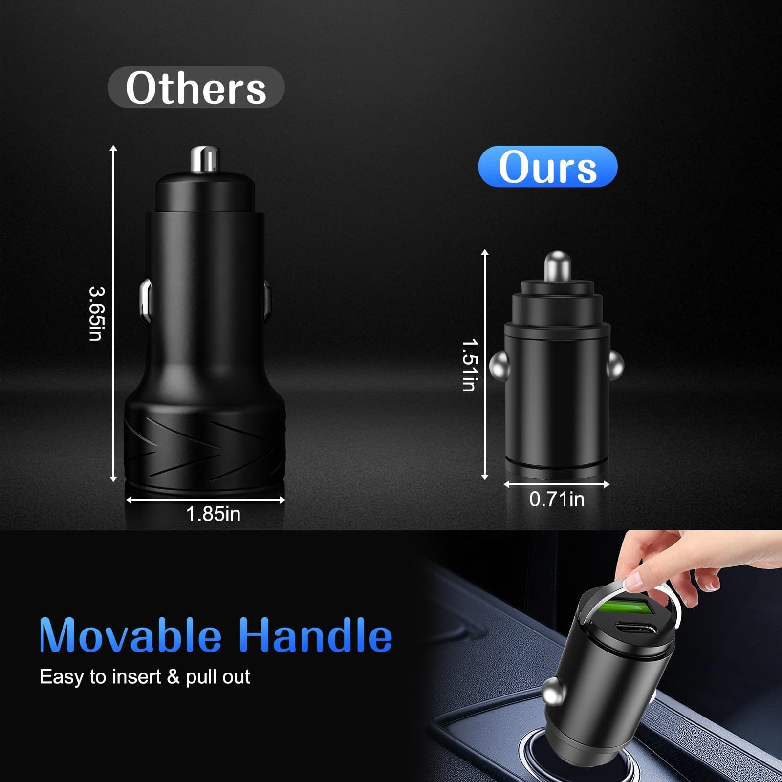 60W Super Fast Car Charger 2-in1 Cigarette Lighter Adapter for Phones And Cars 5