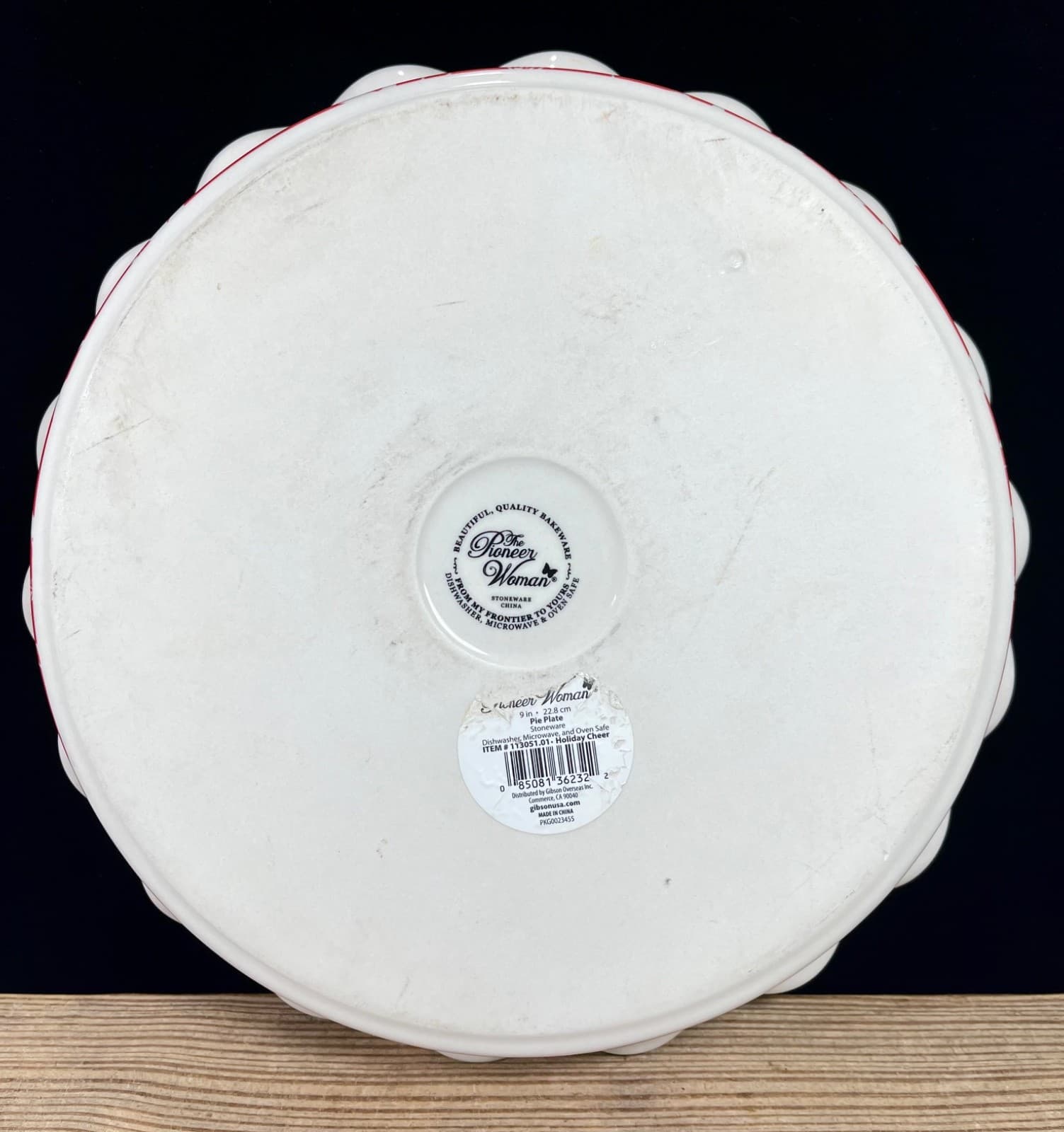 PIONEER WOMAN Baking Pie Dish Stoneware Ruffle ‘Made With Love’ Christmas Tree 4