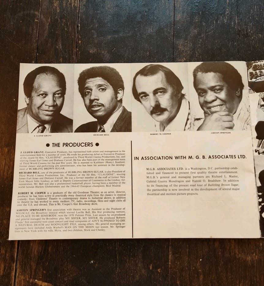 Harlem Program Bubbling Brown Sugar: A Musical Review, Vintage MUSTY ODOR READ 6