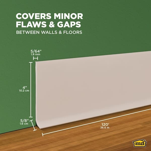 Wall Base Molding, 120 Ft L, Beige,  820N67 3